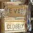 Never Closed sign at Johnny White's Sports Bar in the French Quarter